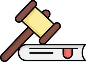 Hammer With Book Icon In Flat Style. vector