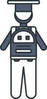 Graduate Student With Backpack Icon In Flat Style. vector