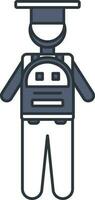 Graduate Student With Backpack Icon In Flat Style. vector