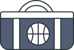 baloncesto muletón bolso icono en azul y blanco color. vector