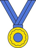 Medal Icon Or Symbol In Blue And Yellow Color. vector