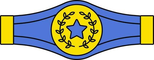 Award Or Champion Belt Icon In Blue And Yellow Color. vector