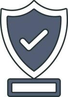 Approve Shield Trophy Icon In Blue And White Color. vector