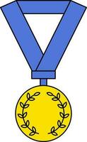Medal Icon Or Symbol In Blue And Yellow Color. vector