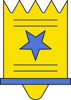 Illustration Of Certificate Icon In Blue And Yellow Color. vector