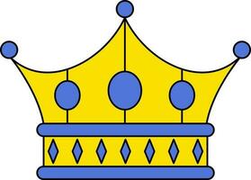 Illustration Of Crown Icon In Blue And Yellow Color. vector