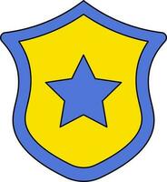 Blue And Yellow Star Shield Icon Or Symbol. vector
