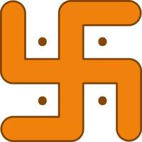 Swastik Icon In Orange Color. vector