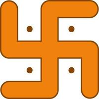 Swastik Icon In Orange Color. vector