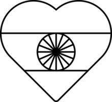 Indian Flag Heart Icon In Flat Style. vector