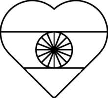 Indian Flag Heart Icon In Flat Style. vector