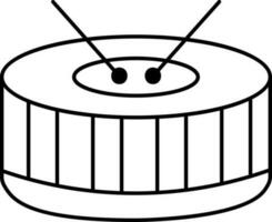 Snare Drum With Stick Icon In Black Line Art. vector