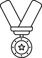 Medal Icon In Black Outline. vector