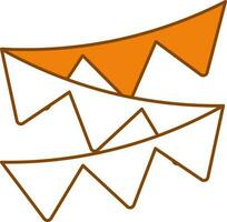 Bunting Flag Icon In Orange And White Color. vector