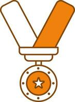 Medal Icon In Orange And White Color. vector