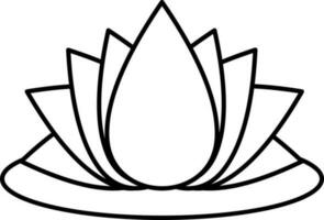 Lotus Icon In Black Outline. vector