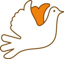 Flying Bird Icon In Orange And White Color. vector