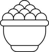 lineal estilo laddu en cuenco icono. vector