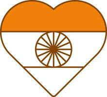 Indian Flag Heart Icon In Flat Style. vector