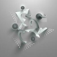 3D Abstract Geometric Elements On Glossy Grey Background. vector
