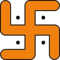 Swastik Icon In Orange Color. vector