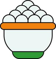 plano estilo laddu cuenco icono o símbolo. vector