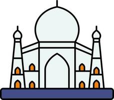 Taj Mahal Icon In Flat Style. vector