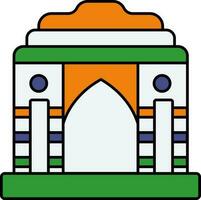 Colorful India Gate Icon In Flat Style. vector