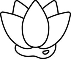 Lotus Icon In Black Line Art. vector