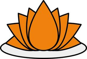 Lotus Icon In Orange Color. vector