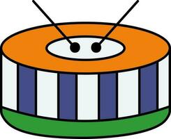 Colorful Snare Drum With Stick Icon. vector