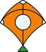 Flat Style Kite Icon In Orange And Green Color. vector