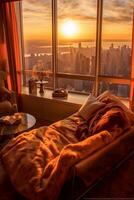 Glorious morning warm colors amazing cozy room photo