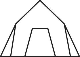 Camping Tent Icon In Black Line Art. vector