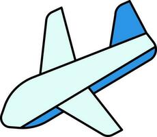 avión aterrizaje icono en azul color. vector