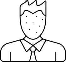 Rashes On Man Face Icon In Line Art. vector