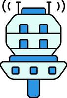 Airport Control Tower Icon In Blue Color. vector