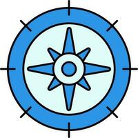 Compass Icon In Blue Color. vector