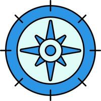 Compass Icon In Blue Color. vector