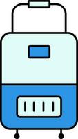 Trolley Bag Icon In Blue Color. vector