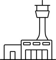 Airport Terminal Building Icon In Black Line Art. vector