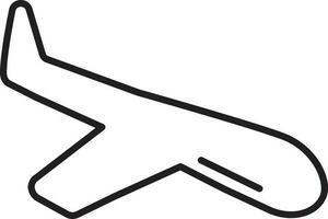 Airplane Landing Icon In Black Line Art. vector