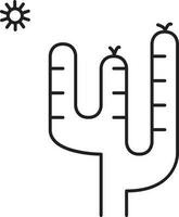 Cactus Icon In Black Outline. vector