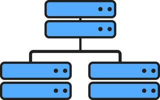 Connected Server Icon In Blue Color. vector