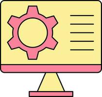 Computer Setting Icon Or Symbol In Pink And Yellow Color. vector