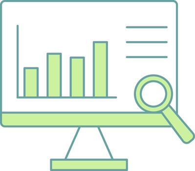 Green And White Searching Data Analysis In Computer Icon. vector