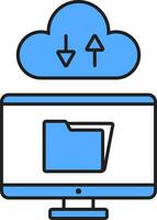 Cloud Data Loading In Desktop Icon. vector