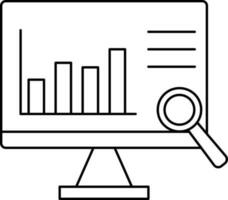 lineal estilo buscando datos análisis en computadora icono. vector