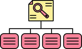 Isolated Data Classification Icon In Pink And Yellow Color. vector