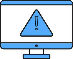 Blue And White Color Warning Sign In Desktop Icon. vector